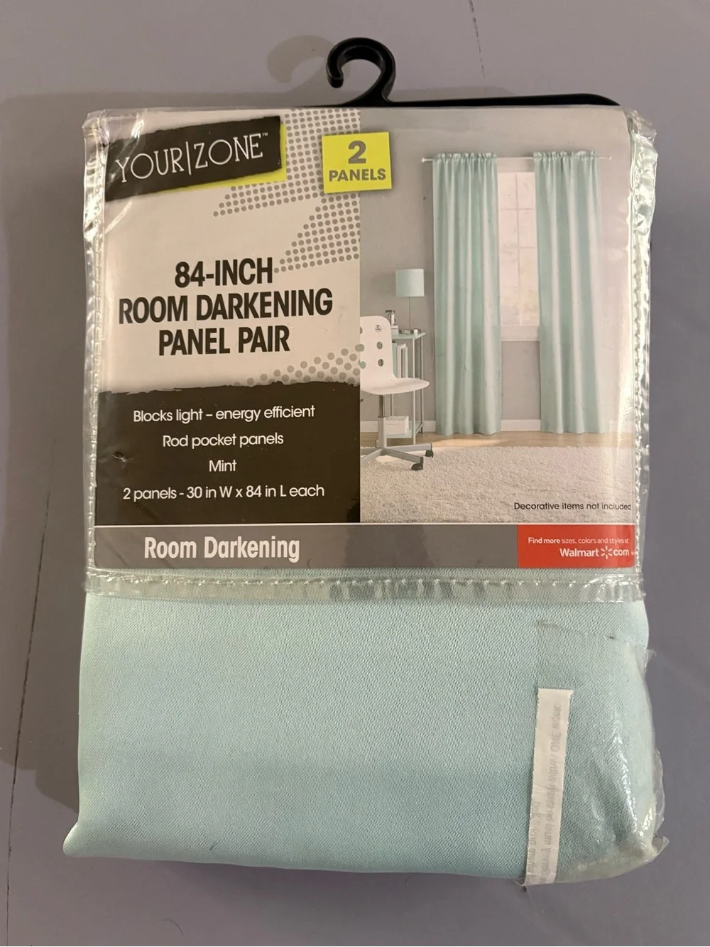 Mint Polyester Rod Pocket Curtain Panel Pair - Soft Light Green Window Drapes